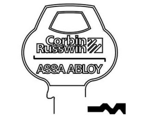 CORBIN RUSSWIN INC  59AD-6PIN-10               Door Lock Key Blank, All-Section, Standard, 6-Pin, 9 Keyway, Z-Class Bitting, Coined Logo Bow