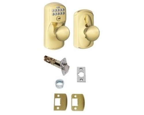 SCHLAGE ALLEGION BRAND  FE595 PLY/PLY 505 16211 10063        Door Lock, Keypad, Flex-Locking, Plymouth Knob, Lifetime Bright Brass, With Triple Deadlatch, Dual Strike