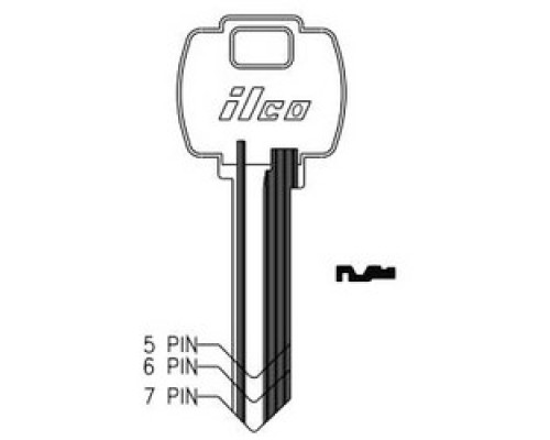 KABA ILCO CORP  A1054WH NP A10  AA52862032              Cylinder Lock Key Blank, 6-Pin, Sectional, Brass, Nickel Plated, 10 Price Group, For Falcon
