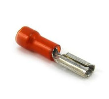 THOMAS & BETTS  RA11M               Nylon-Insulated Female Disconnect, Length 0.75in, 0.15 Width, Max Insulation 0.110, Tab Size 0.110x.020, Wire Range #22-#18 AWG, Red, Copper, Tin Plated, On Mylar Tape