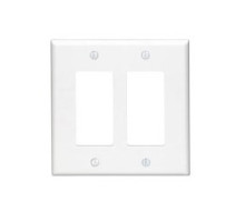 LEVITON  PJ262-W               2-Gang Decora/GFCI Device Decora Wallplate/Faceplate, Midway Size, Thermoplastic Nylon, Device Mount, - White
