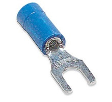 THOMAS & BETTS  KV14-10F-M               Insulated Vinyl Fork Terminal for Wire Range 16-14 Stud Size #10, Blue