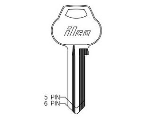 KABA ILCO CORP  A1012-60 NS A42  AA50411843              Cylinder Lock Key Blank, Natural Nickel Silver, 9 Price Group, For Corbin/Russwin