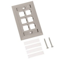 COMMSCOPE ENTERPRISE SOLUTIONS  108168576  M16L-270              L Type Flush Mounted Faceplate, Six Port Gray