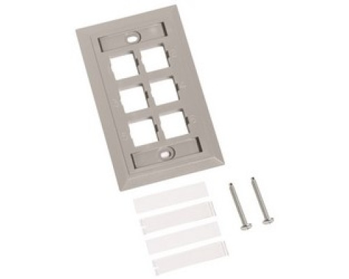 COMMSCOPE ENTERPRISE SOLUTIONS  108168576  M16L-270              L Type Flush Mounted Faceplate, Six Port Gray