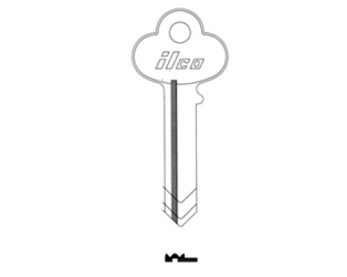 KABA ILCO CORP  1001EB NP A04  AL3803003B              Cylinder Lock Key Blank, 5-Pin, Brass, Nickel Plated, 4 Price Group, For Corbin/Russwin