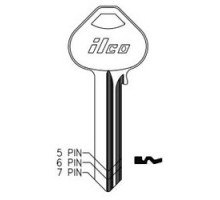 KABA ILCO CORP  RU45-BR BR A34  IAE00002370              Cylinder Lock Key Blank, 5-Pin, Natural Brass, 34 Price Group, For Corbin/Russwin