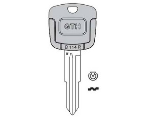 KABA ILCO CORP  EB3-W-B114R NP A61  IAX00004800              Vehicle Key Blade, W, Brass, Nickel Plated, 61 Price Group, For Saturn
