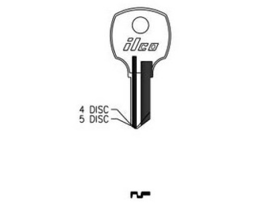 KABA ILCO CORP  1069H NP A07  AA28567002              Cylinder Lock Key Blank, 5-Disc, Brass, Nickel Plated, 7 Price Group, For National Cabinet Lock