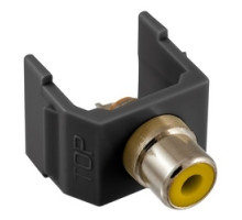 HUBBELL PREMISE WIRING  SFRCYBK               RCA Connector, Solder Termination,Yellow Insulator, Black Housing