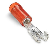 THOMAS & BETTS  RA18D               Nylon Insulated Wristlock Disconnect, Length 1.70in, Single Piece Length 0.99in, Max Insulation 0.136, Wire Range #22-#18 AWG, Red, Copper, Tin Plated