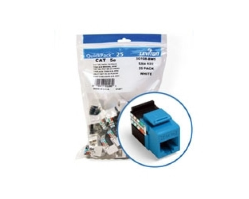 LEVITON  5G108-BL5               GigaMax 5e QuickPort Connector Quickpack, UTP Category 5e, 110 Style Termination, Universal Wiring, Blue, Pack of 25