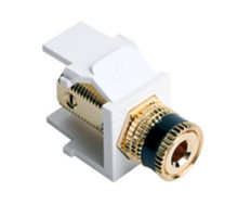 LEVITON  40833-BWE               QuickPort Binding Post Adapter with Black Stripe, White, 0.636