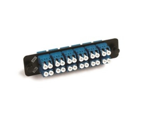 COMMSCOPE ENTERPRISE SOLUTIONS  760148361  PNL-BK-024-SFA-LC02-BL-NS              Adapter Panel, 1000-Type, Teraspeed Single-mode LC, 24 Fiber, Blue Duplex Adapter, No Shutter, Single Pack, Black Panel