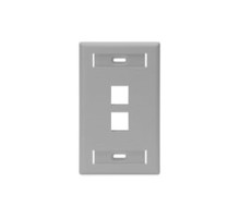 LEVITON  42080-2GS               QuickPort Wallplate with ID Window, Single Gang, 2-Port, Grey