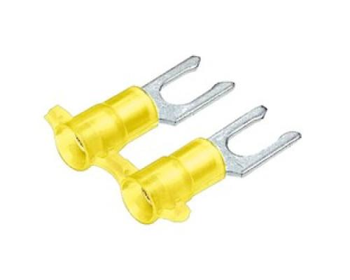 PANDUIT  PN10-6LF-2K               Locking Fork Terminal, nylon insulated, metal insulation grip sleeve, 12- 10 AWG wire range, #6 stud size.