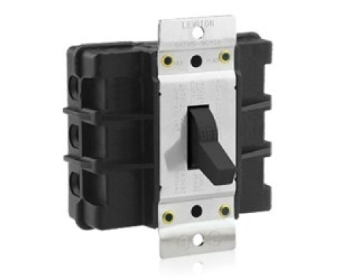 LEVITON  MS603-BW               60 Amp, 600 Volt, Toggle Three, Pole AC Motor Starter, Suitable as Motor Disconnect, Industrial Grade, Non, Grounding, Back Wired, Black