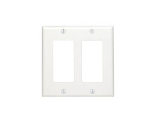 LEVITON  80409-NW               2-Gang Decora/GFCI Device Decora Wallplate, Standard Size, Thermoset, Device Mount, Thermoplastic Nylon, White