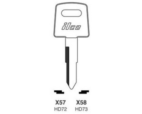 KABA ILCO CORP  HD72 NP A08  AF01008002              Vehicle Key Blank, Brass, Nickel Plated, 8 Price Group, For Honda Motorcycle