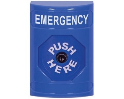 SAFETY TECHNOLOGY INTL  SS2400EM-EN               Pushbutton Switch, Multi-Purpose, Key-To-Reset Switch Configuration, Emergency Legend, English Language, Blue, Without Cover