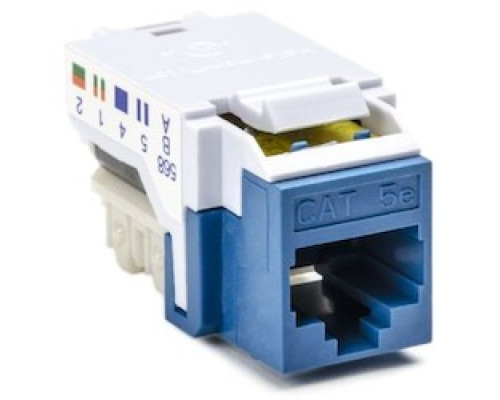 HELLERMANNTYTON  RJ45FC5EB-BLU               Category 5e Modular Keystone Jack Bulk Pack, Plenum Rated, Blue, 50/box