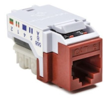 HELLERMANNTYTON  RJ45FC6-RED               Category 6 Modular Keystone Jack, Plenum Rated, Red, 1/bag