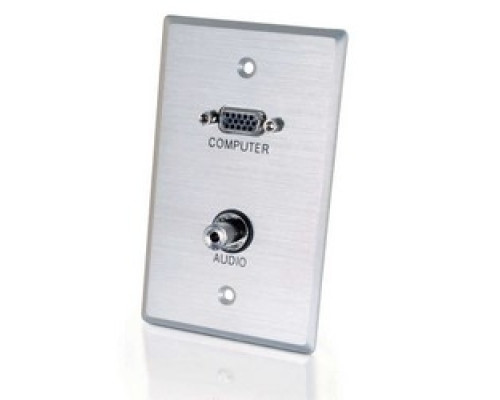 C2G  CG40505  CG40505              Wall Plate, Single Gang HD15 VGA, 3.5mm, Brushed Aluminum Finish