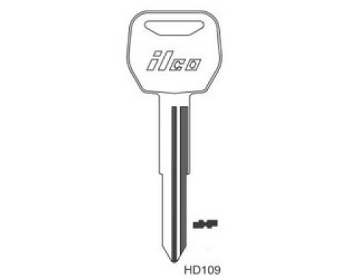 KABA ILCO CORP  HD109 NP A04  X265              Vehicle Key Blank, Brass, Nickel Plated, 4 Price Group, For Honda Motorcycle