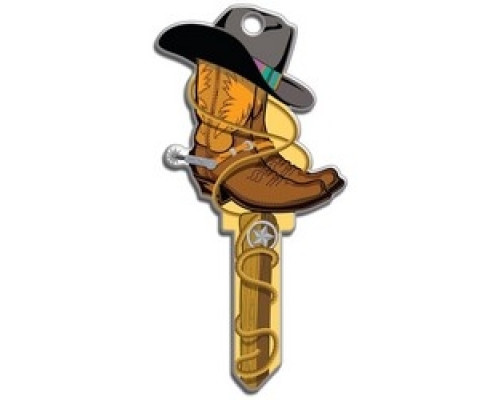 LUCKY LINE PRODUCTS INC  B132K               House Key, Kwikset, Cowboy, Brass, Enamel Coating, 1 each per Card