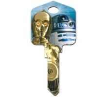 HOWARD KEYS  KW-SW6               Decorative Key Blank, Kwikset, Large Headed, Painted, Star Wars C-3PO and R2-D2 Design, With Metallic Ink, Individually Carded