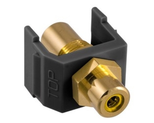 HUBBELL PREMISE WIRING  SFRCYFFBK               RCA Connector, Female to Female, YellowInsulator, Black Housing