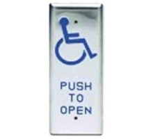 SECURITY DOOR CONTROLS  482A1U               Push Plate Switch, Narrow Mullion, Recessed, Surface Box/Bollard Mount, SPDT, Blue Infill, PUSH TO OPEN Legend, 1-11/16