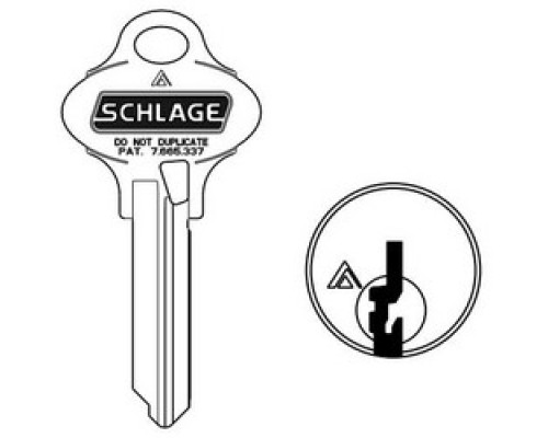 SCHLAGE ALLEGION BRAND  35-270-S145        Door Lock Cylinder Key Blank, Classic, Conventional, Everest 29, Embossed, Standard Bow, S145 Keyway, Nickel Silver