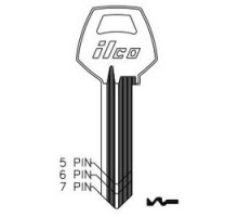 KABA ILCO CORP  1001ABM NP A12  AA50041062              Cylinder Lock Key Blank, 5-Pin, Brass, Nickel Plated, 12 Price Group, For Corbin/Russwin