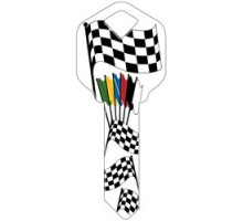 HOWARD KEYS  KW-HK16               Decorative Key Blank, Kwikset, Racing Flags Design
