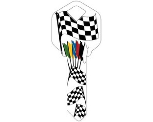 HOWARD KEYS  KW-HK16               Decorative Key Blank, Kwikset, Racing Flags Design