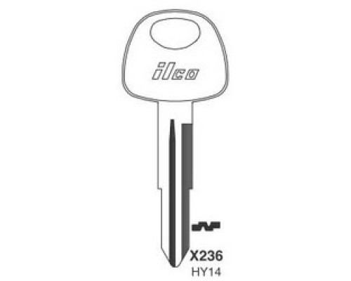 KABA ILCO CORP  HY14 NP A04  AF01626002              Vehicle Key Blank, Brass, Nickel Plated, 3 Price Group, For Hyundai