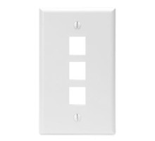 LEVITON  41080-3WP               QuickPort Wallplate, Single Gang, 3-Port, White