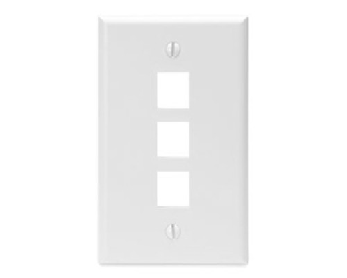 LEVITON  41080-3WP               QuickPort Wallplate, Single Gang, 3-Port, White
