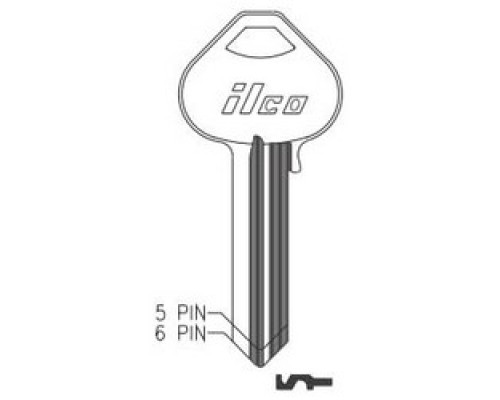 KABA ILCO CORP  N1011P NP A04  RU52              Cylinder Lock Key Blank, 5-Pin, Sectional, Brass, Nickel Plated, 4 Price Group, For Corbin/Russwin