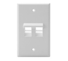 LEVITON  41081-2WP               Angled QuickPort Wallplate 2-Port, Single Gang, White