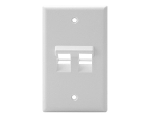 LEVITON  41081-2WP               Angled QuickPort Wallplate 2-Port, Single Gang, White