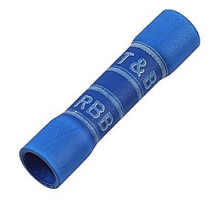 THOMAS & BETTS  2RB14X               Expanded Vinyl-Insulated Butt Splice, Wire Range #16-#14 AWG, Copper, Tin Plated, Length 1.13 Inches, Width .26 Inches, Maximum Insulation Diameter .200, Blue