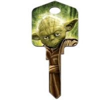 HOWARD KEYS  KW-SW2               Decorative Key Blank, Kwikset, Large Headed, Painted, Star Wars Yoda Design, Individually Carded