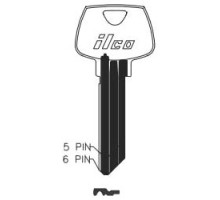 KABA ILCO CORP  01007RL NS A35  AA00017523              Cylinder Lock Key Blank, 6-Pin, Sectional, Natural Nickel Silver, 7 Price Group, For Sargent