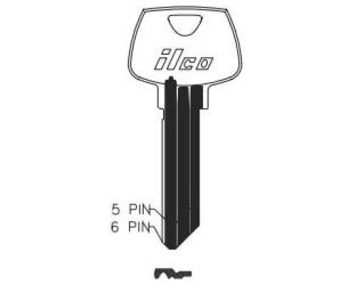 KABA ILCO CORP  01007RL NS A35  AA00017523              Cylinder Lock Key Blank, 6-Pin, Sectional, Natural Nickel Silver, 7 Price Group, For Sargent