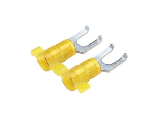 PANDUIT  PN10-8FF-2K               Flanged Fork Terminal, nylon insulated, metal insulation grip sleeve, 12- 10 AWG wire range, #8 stud size.