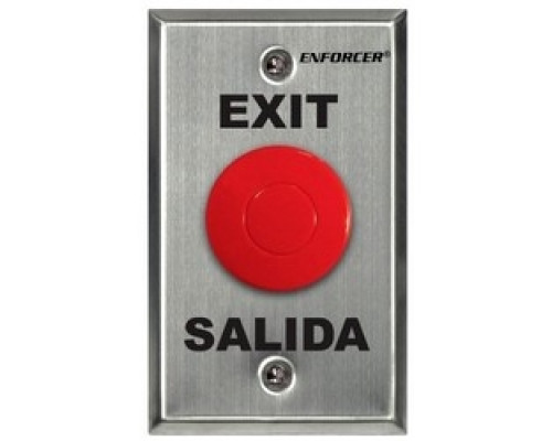SECO-LARM USA INC  SD-7201RCPE1Q               Request-To-Exit Plate, Exit and Salida, Weather-Resistant, 1-Gang, NO-NC, SPDT, 125 Volt AC, 5 Ampere, Stainless Steel Faceplate, With Red 1-1/2
