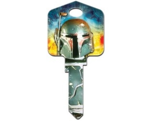 HOWARD KEYS  KW-SW3               Decorative Key Blank, Kwikset, Large Headed, Painted, Star Wars Boba Fett Design, With Metallic Ink, Individually Carded