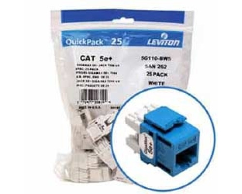 LEVITON  5G110-BL5               GigaMax 5e+ QuickPort Connector Quickpack, Category 5e, Blue, Pack of 25